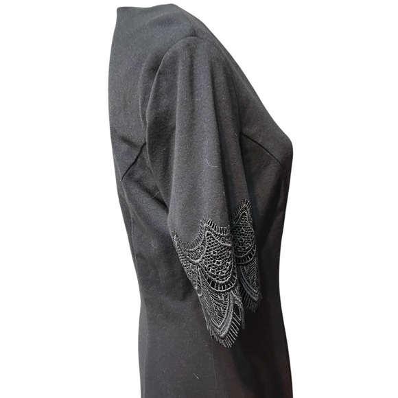 IMNYC Isaac Mizrah Black Ponte Lace Trim Professional Polished Career Dress M - Picture 10 of 13